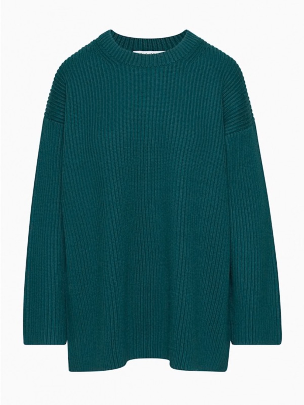 Aritzia Babaton Weatherford Knit Sweater - Teal Ribbed Crewneck Sweater